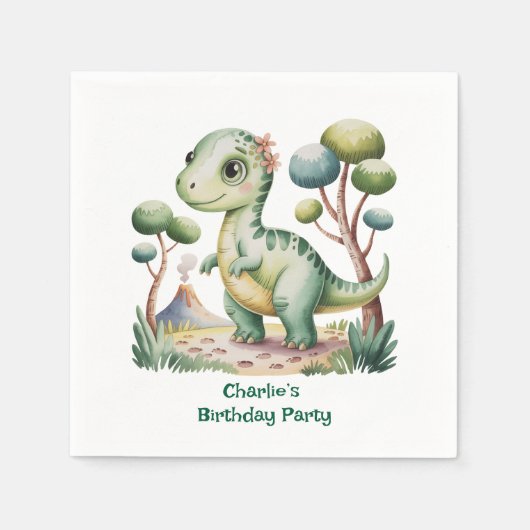 Verjaardagsfeest van de dinosaurus Adventure Boy Servet (Voorkant)