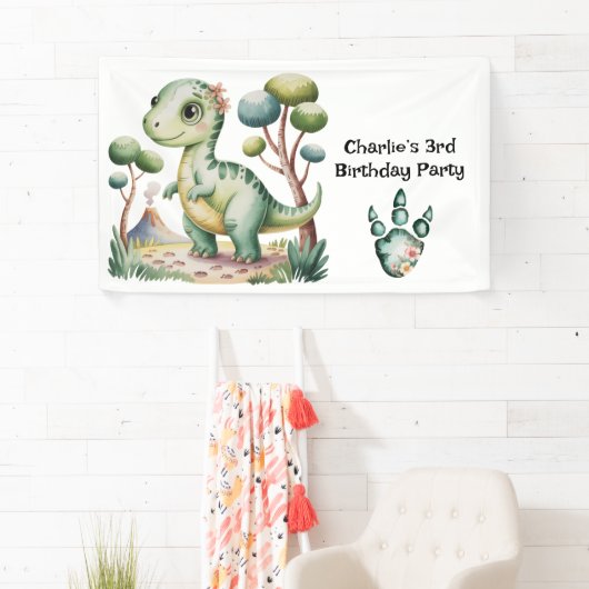 Verjaardagsfeest van de dinosaurus Adventure Boy Spandoek (Insitu)