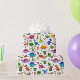 Verjaardagsfeest van de dinosaurus Baby shower Cadeaupapier