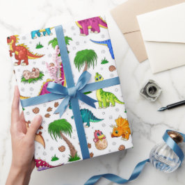 Verjaardagsfeest van de dinosaurus Baby shower Cadeaupapier