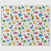 Verjaardagsfeest van de dinosaurus Baby shower Cadeaupapier (Vlak)