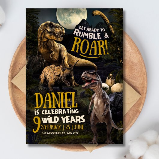 Verjaardagsfeest van de dinosaurus, brullende T Re Kaart