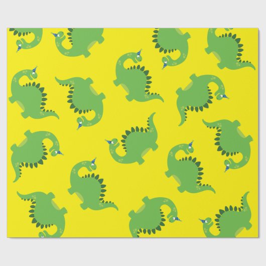 Verjaardagsfeest van de dinosaurus cadeaupapier (Vlak)