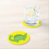 Verjaardagsfeest van de dinosaurus ronde kartonnen onderzetter (Insitu)