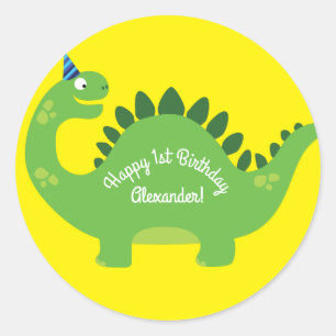 Verjaardagsfeest van de dinosaurus ronde sticker