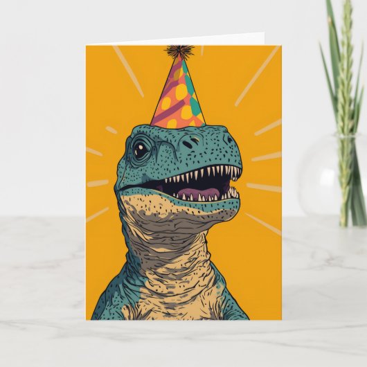 Verjaardagsfeest van de dinosaurus Wenskaart Bedankkaart (Voorkant)