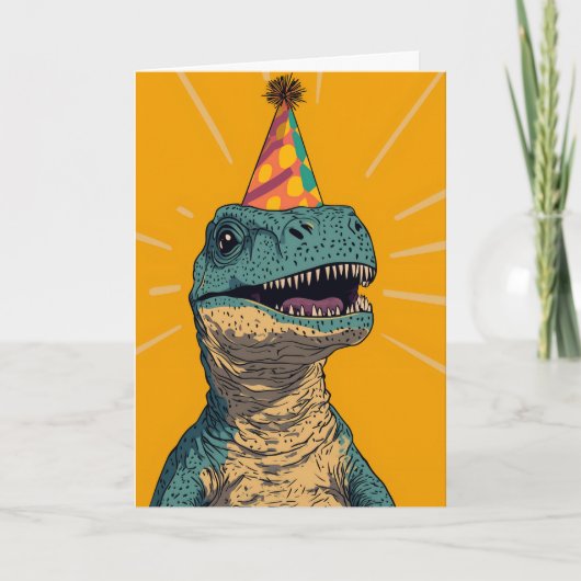 Verjaardagsfeest van de dinosaurus Wenskaart Kaart (Voorkant)