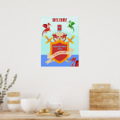 Verjaardagsfeest van de Draken Slayer Ridder Verha Poster (Keuken)
