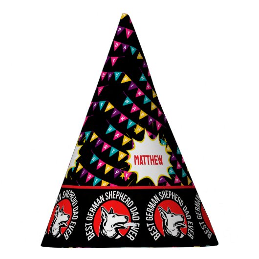 Verjaardagsfeest van de Duitse herder Feesthoedjes (Rechts)