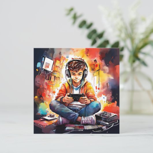 Verjaardagsfeest van de Game Boy Kaart (Staand voorkant)