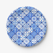 Verjaardagsfeest van de Italiaanse blauw-witte Teg Papieren Bordje (Voorkant)