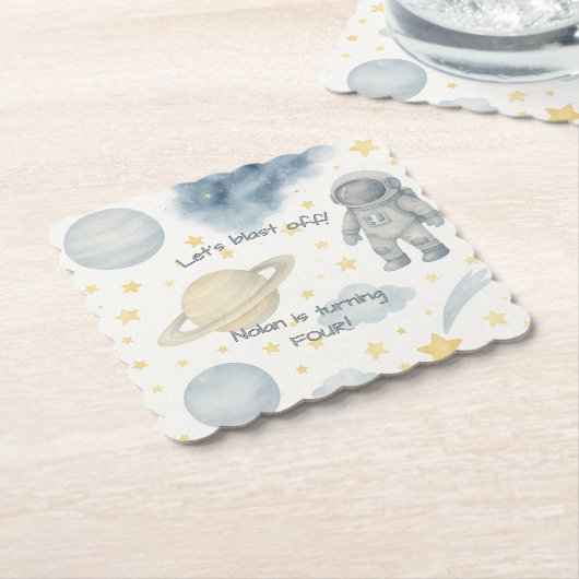 Verjaardagsfeest van de kosmische ruimte | Rakette Kartonnen Onderzetters (Gebogen)