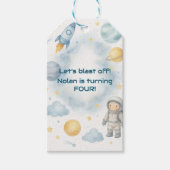 Verjaardagsfeest van de kosmische ruimte | Rocket Cadeaulabel (Voorkant)