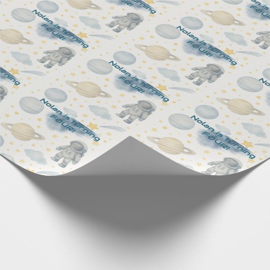 Verjaardagsfeest van de kosmische ruimte | Rocket  Cadeaupapier (Hoek)