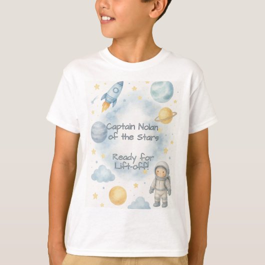 Verjaardagsfeest van de kosmische ruimte | Rocket T-shirt (Voorkant)