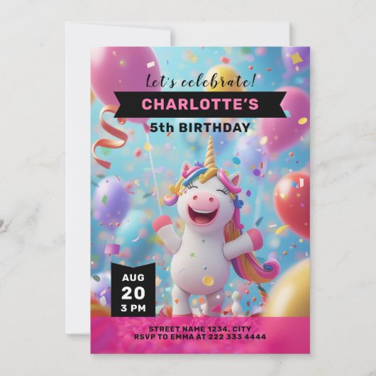 Verjaardagsfeest van de magische ballon van de een kaart (Voorkant)