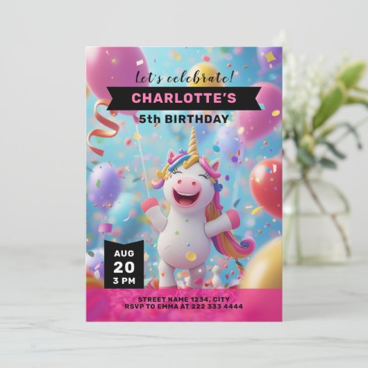 Verjaardagsfeest van de magische ballon van de een kaart (Staand voorkant)