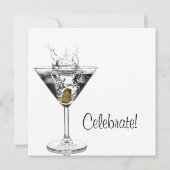 Verjaardagsfeest van de Martini Glas Man Kaart (Achterkant)