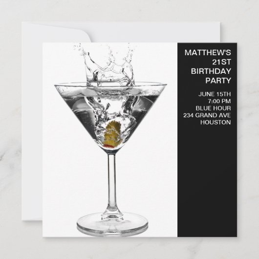 Verjaardagsfeest van de Martini Glas Man Kaart (Voorkant)