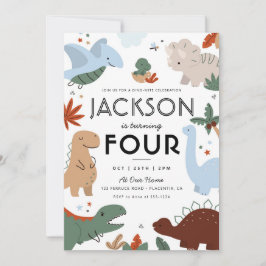 Verjaardagsfeest van de moderne dinosaurus kaart