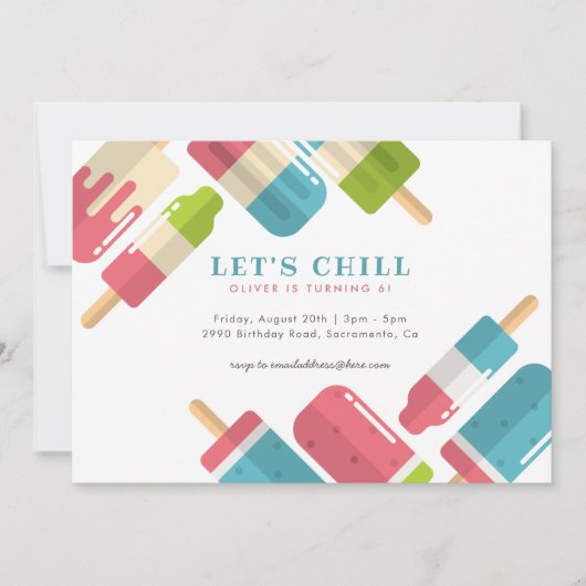 Verjaardagsfeest van de moderne zomerpopsicle-Kind Kaart (Voorkant)