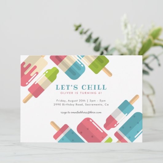 Verjaardagsfeest van de moderne zomerpopsicle-Kind Kaart (Staand voorkant)