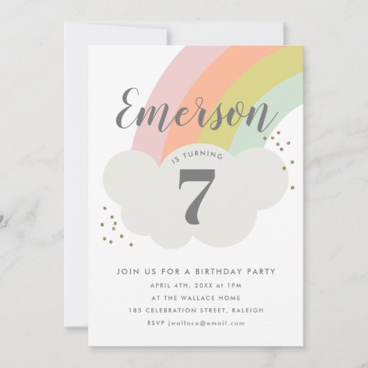 verjaardagsfeest van de regenboogwolk kaart (Voorkant)