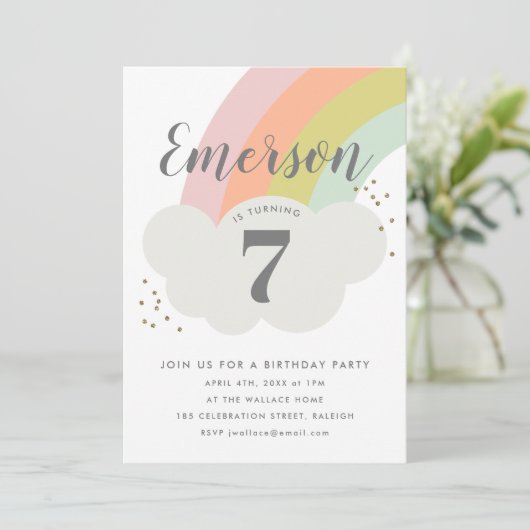 verjaardagsfeest van de regenboogwolk kaart (Staand voorkant)