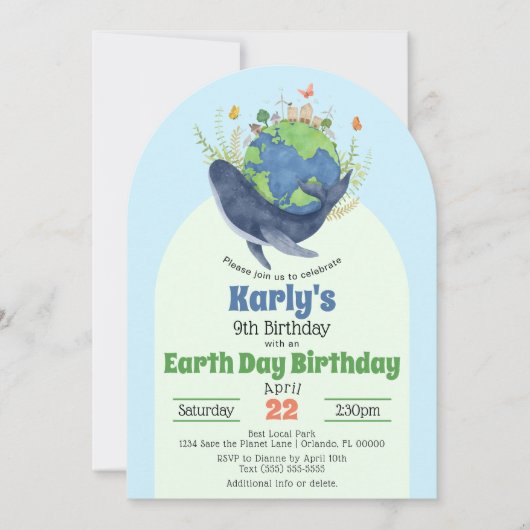 Verjaardagsfeest van de Schattigee blauwe vinvis Kaart (Voorkant)