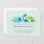 Verjaardagsfeest van de Schattigee Jurassic Dinosa Uitnodiging Briefkaart (Voorkant / Achterkant)