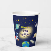 Verjaardagsfeest van de Schattigee ruimteastronaut Papieren Bekers (Achterkant)