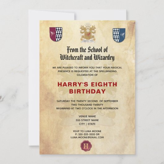 Verjaardagsfeest van de school van heksen en toven kaart (Voorkant)