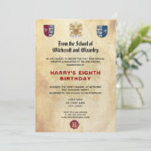 Verjaardagsfeest van de school van heksen en toven kaart (Staand voorkant)