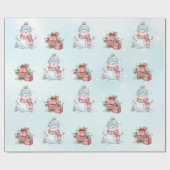 Verjaardagsfeest van de sneeuwman cadeaupapier (Vlak)