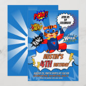 Verjaardagsfeest van de superheld Tiger Kaart (Voorkant / Achterkant)