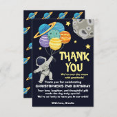 Verjaardagsfeest van de twee maanplaneten Astronau Bedankkaart (Voorkant / Achterkant)