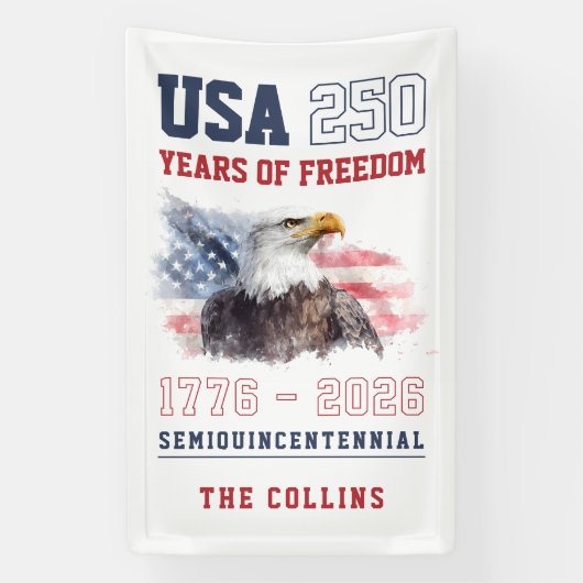 Verjaardagsfeest van de VS 250 jaar 4 juli Spandoek (Verticaal)