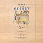 Verjaardagsfeest van de waterverf Bloemenmarkt Acryl Uitnodigingen (Voorkant)