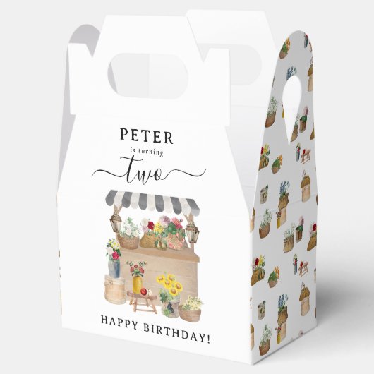 Verjaardagsfeest van de waterverf Bloemenmarkt Bedankdoosjes (Geopend)