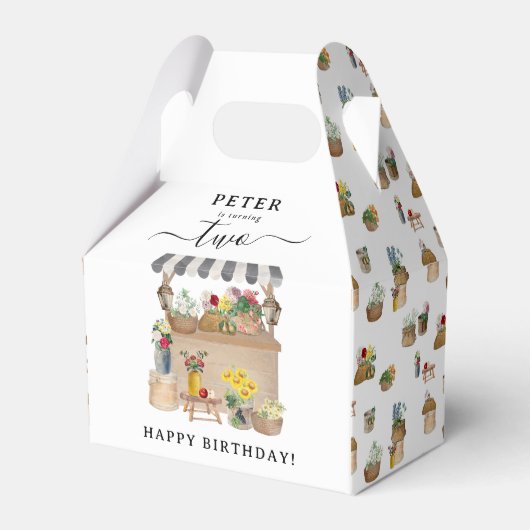 Verjaardagsfeest van de waterverf Bloemenmarkt Bedankdoosjes (Voorkant Zijde)