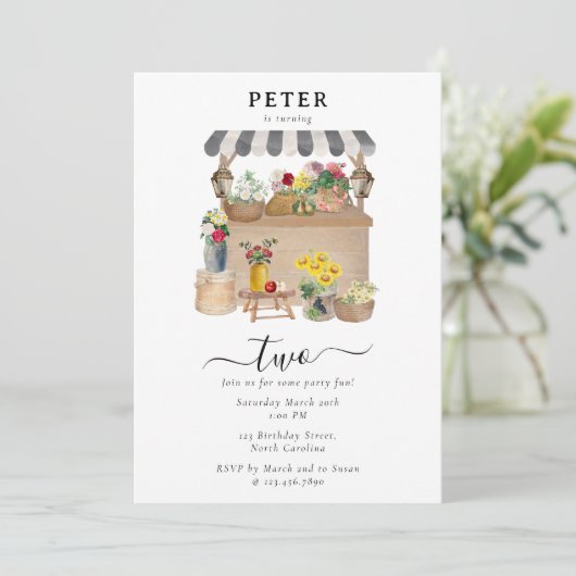 Verjaardagsfeest van de waterverf Bloemenmarkt Kaart (Staand voorkant)