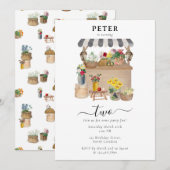 Verjaardagsfeest van de waterverf Bloemenmarkt Kaart (Voorkant / Achterkant)