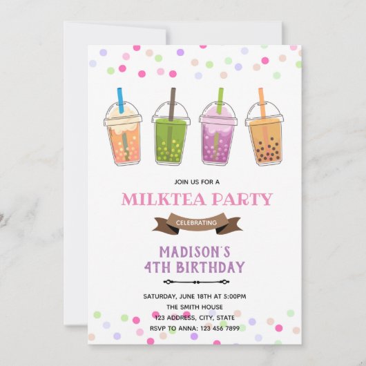 verjaardagsfeest van een bob-theemeisje kaart (Voorkant)