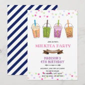 verjaardagsfeest van een bob-theemeisje kaart (Voorkant / Achterkant)