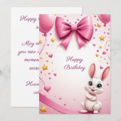 Verjaardagsfeest van een knuffelkonijn 🐰 kaart (Voorkant / Achterkant)