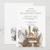 Verjaardagsfeest van Enchanted Forest Mushrooms Ki Kaart (Voorkant / Achterkant)