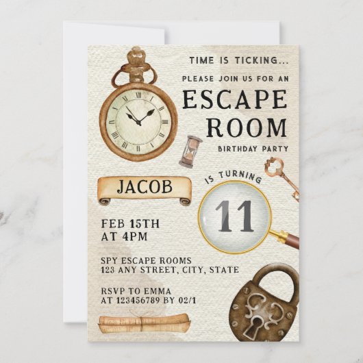 Verjaardagsfeest van Escape Room Kind Kaart (Voorkant)