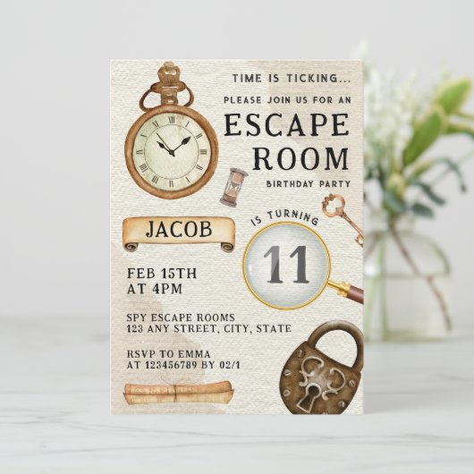 Verjaardagsfeest van Escape Room Kind Kaart (Staand voorkant)