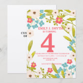 Verjaardagsfeest van het Boho Floral Garden Kind Kaart (Voorkant / Achterkant)