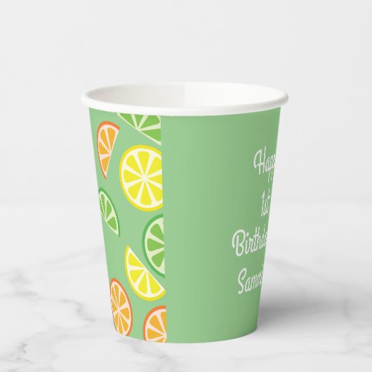 Verjaardagsfeest van het Citrus Slice Kind Papieren Bekers (Links)